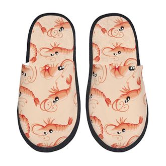 Generic Slipper Funny Shrimp Pattern Furry Hotel Slippers Lightweight Anti-Slide Slipper For Guest Room Travel Home L