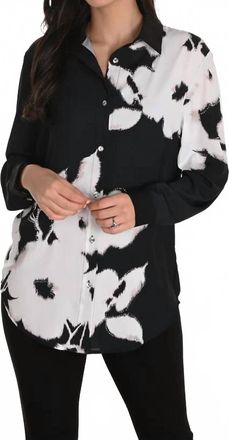 Frank Lyman Design Farin Floral Long-Sleeve Sequin Tunic In Black