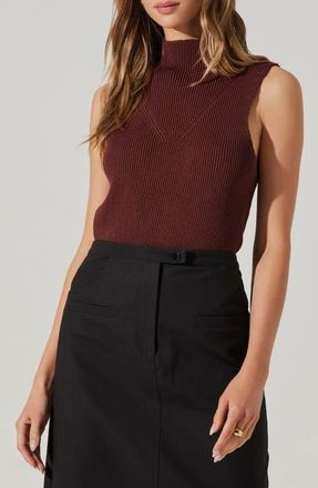 ASTR the Label Zea Sleeveless Funnel Neck Rib Sweater in Mulberry at Nordstrom, Size Medium