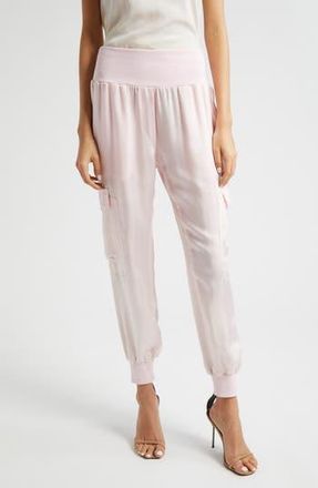 Cinq &agrave; Sept Giles Cupro Crop Cargo Joggers in Icy Pink at Nordstrom Rack, Size Large