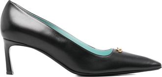 Sergio Rossi Pointed-Toe Black Pumps with Gold-Tone Detail