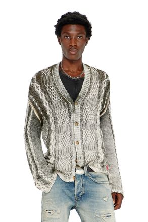 Diesel Treated cable-knit cardigan - Knitwear - Man - Multicolor