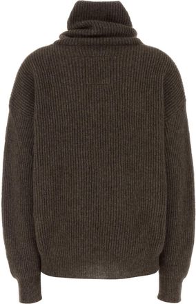 Uma Wang Womens High Neck Sweater Brown Wool