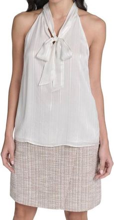 Calvin Klein Tie-Neck Sleeveless Blouse In White