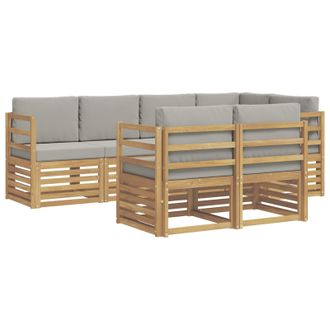 vidaXL Conjunto De Sof&aacute;s De Exterior 7 Pcs Blanco Y Gris Claro Vidaxl