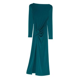 Patrizia Pepe Maxi jurk met draperie - Dames - Maxi kleedjes - Groen - XS - Polyester - Kleedjes