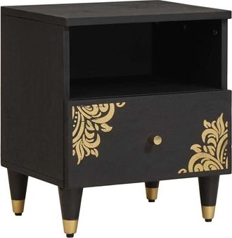 vidaXL Armario De Noche Negro 40 X 33 X 46 Cm Madera De Mango Maciza Vidaxl