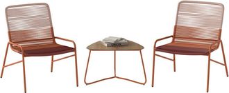 Costway 3 Piece Patio Bistro Set Outdoor Rattan Furniture Set-Orange