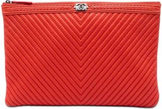 Chanel Pre-owned Chevron Lambskin Clutch - unisex - Vintage Clutch - Rood - ONE Size - Leer - Vintage
