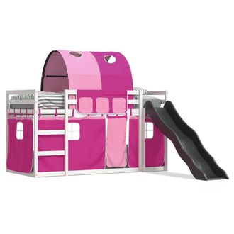 Berkfield Home Bunk Bed without Mattress with Slide & Curtains Pink 90x200 cm