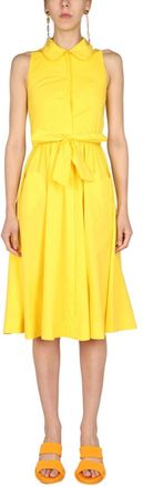 Moschino Yellow Shirt Collar Midi Dress