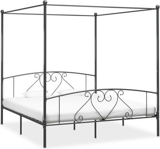 vidaXL Estructura Cama Con Dosel Sin Colch&oacute;n Metal Gris 180x200 Cm Vidaxl