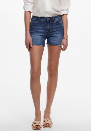 Only Jeansshorts »ONLBLUSH - Jeansshorts mit fransigem Saum« Abriebeffekte, modisch, skinny fit, Rundhals, regular fit