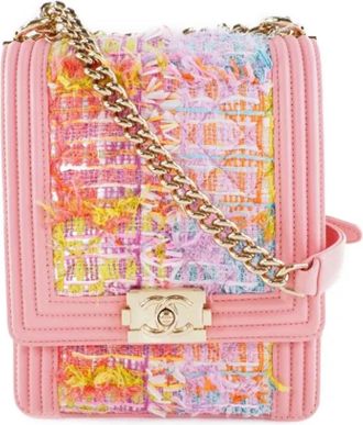 Chanel Pre-owned Fabric chanel-bags - Dames - Vintage Schoudertas - Roze - ONE Size - Tweed - Vintage