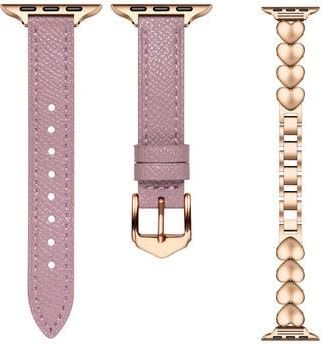 Posh Tech Aphrodite 2-Pack Leather & Chain Apple Watch Watchbands in Pink at Nordstrom Rack