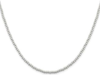 Diamond2Deal Sterling Silver 3mm Beads on Box Chain Necklace