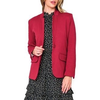 Gibsonlook Inverted Notch Collar Cotton Blend Knit Blazer in Cranberry at Nordstrom Rack, Size X-Small