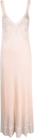 Paco Rabanne studded knitted midi dress - women - Viscose - S - Neutrals