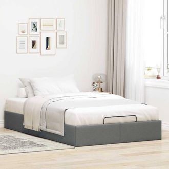 Berkfield Home Ottoman Bed Frame without Mattress Dark Grey Double Fabric