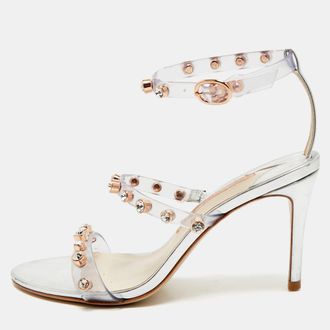Sophia Webster Sliver Leather And Pvc Crystal Embellished Ankle Strap Sandals