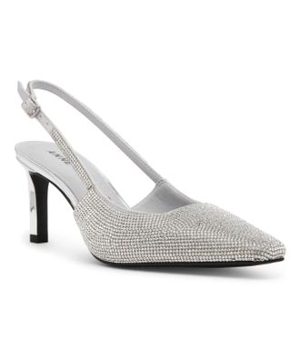 Anne Klein Rosel Pumps Womens Silver Stiletto Heel Slingback HTAT1856