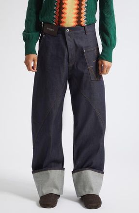 J.W.Anderson Cuffed Twisted Workwear Jeans in Indigo at Nordstrom, Size 36