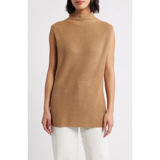 Cloth & Stone Mock Neck Sweater Vest in Golden Camel at Nordstrom, Size X-Small