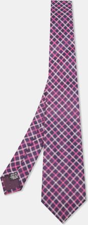 HUGO BOSS Boss By Hugo Boss Purple/pink Check Patterned Silk Tie