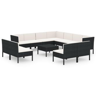 vidaXL 12 Pcs Garden Lounge Set Con Cojines De Prueba De Vime Pe