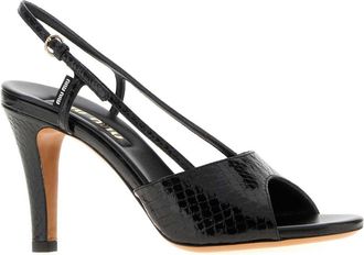 Miu Miu Womens Black Leather Sandals Nero Homalopsisbuccata Sandali