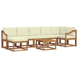 vidaXL Conjunto De Sof&aacute;s De Exterior Con Coj&iacute;n 8 Pcs Natural Y Crema Vidaxl