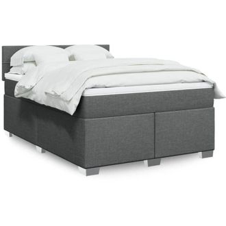 vidaXL Cama Box Spring Con Colch&oacute;n Tela Gris Oscuro 140x190 Cm Vidaxl