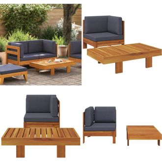 vidaXL Set Divani Giardino 2 pz con Cuscini Grigio Scuro Legno Acacia - Tavolo da giardino - Set da salotto esterno