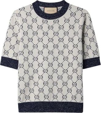 Gucci Metallic Monogram Short Sleeve Jumper Size XS