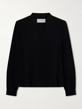 La Ligne Blusa In Cr&ecirc;pe Con Bottoni Decorativi Francine - Nero