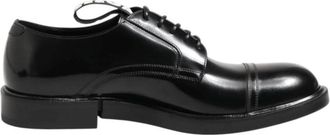 Dolce & Gabbana Zwarte leren veterschoenen - Heren - Nette schoenen - Zwart - 41 EU - Leer - Schoenen