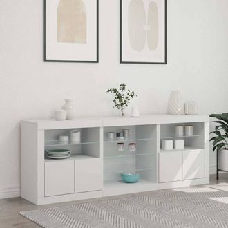 Berkfield Home Sideboard with LED Lights White 181.5x37x67 cm