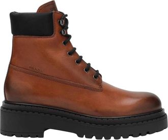Prada Brandy Lage Laarzen - Dames - Veterlaarzen - Bruin - 36 EU - Schoenen