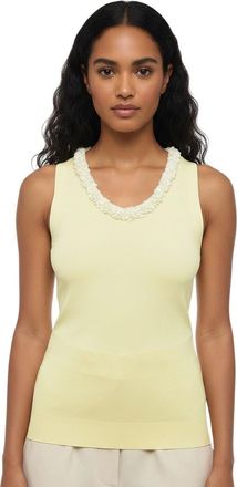 Jil Sander Yellow Embellished Round Neck Top