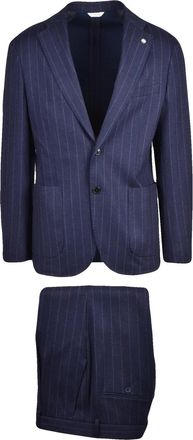 Manuel Ritz Blue Polyester-Blend Rounded Formal Suit
