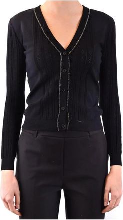 Moschino Zwarte V-hals Vest Lange Mouw - Dames - Vesten - Zwart - XS - Truien & Vesten