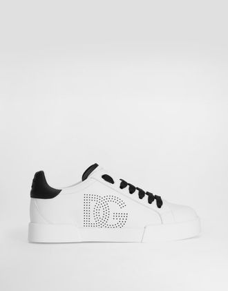 Dolce & Gabbana Calfskin Portofino Sneakers - Woman Sneakers Black 37.5