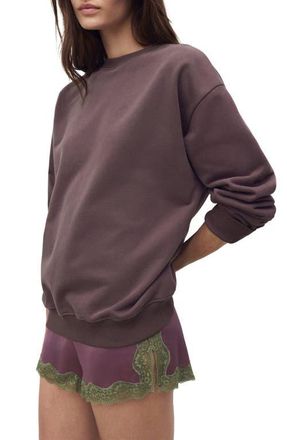 Mango Cotton Fleece Sweatshirt in Dark Red at Nordstrom, Size Small