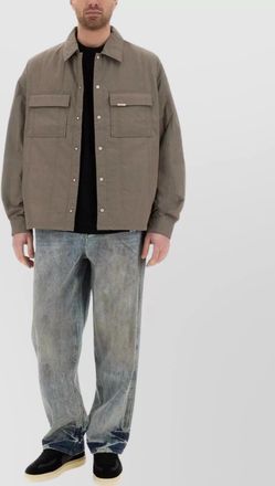 Represent quilted overshirt with collared chest pockets