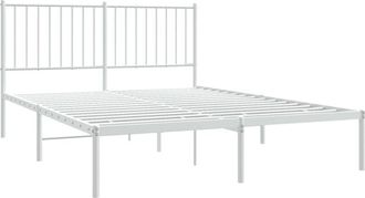 vidaXL Metal Bed Frame without Mattress with Headboard White 140x200cm Vidaxl