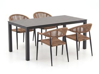 Manifesto Furniture Manifesto Belpasso/Menzano 160cm dining tuinset 5-delig stapelbaar