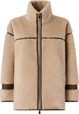 Pinko Pinko, Jassen, Dames, Beige, 2Xs, Nepbont, Nepbont & Shearling Jas