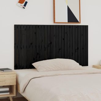 vidaXL Cabecero De Cama De Pared Madera Maciza Pino Negro 166x3x90 Cm Vidaxl