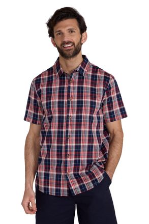 Mountain Warehouse Weekender Short Sleeved Mens Shirt - 100% Cotton Shirt, Lightweight Casual Shirt, Breathable, Comfortable Top - for Walking, Camping & Travel Dark Red