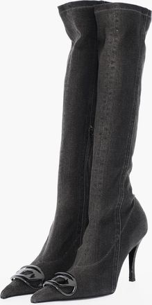 Diesel Stivali D-VENUS in Denim con Punta Stretta Tacco 10cm Diesel